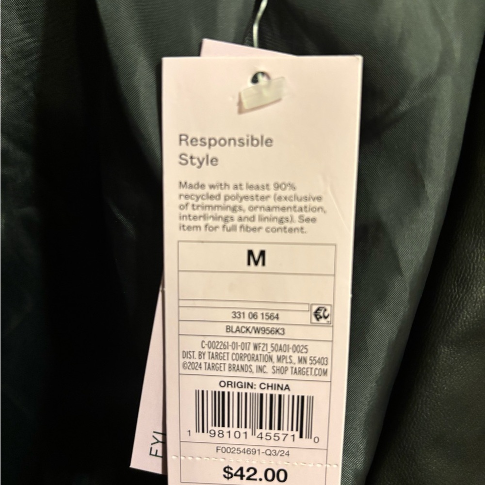 Wild Fable Black Leather Motorcycle Jacket Asymmetrical Zipper - Picture 3 of 4